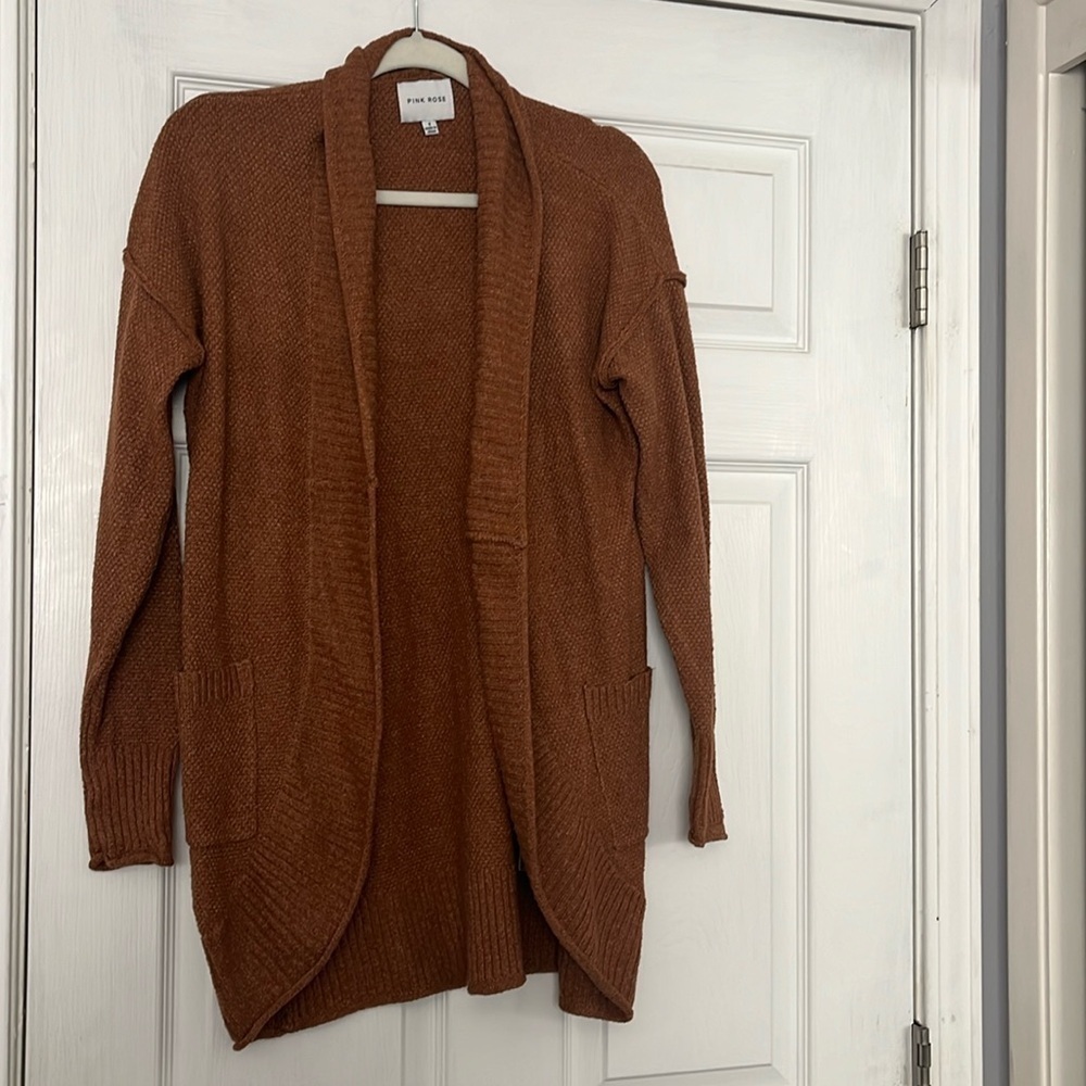 “Pink Rose- Cardigan Sweater size small”